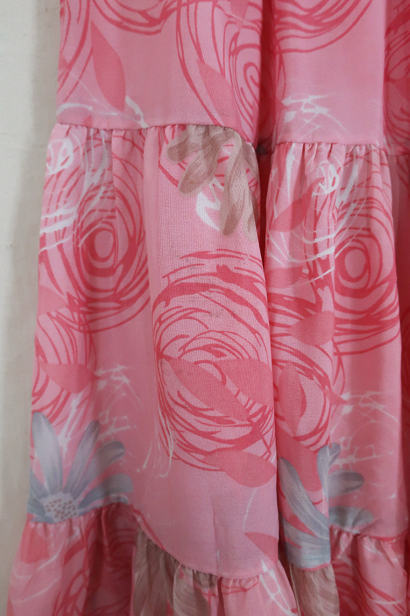 Rosie Midi Skirt - Rose Petal Pink - Vintage Indian Sari - Free Size