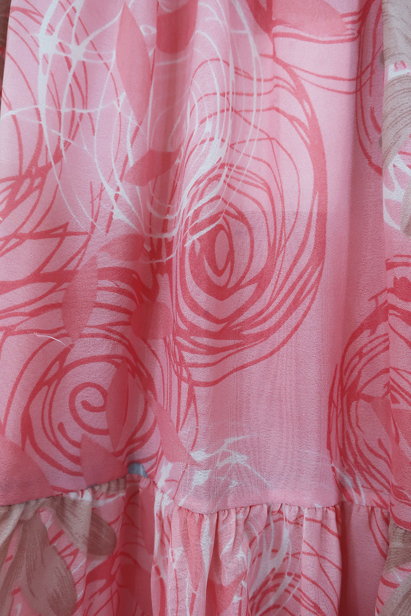 Rosie Midi Skirt - Rose Petal Pink - Vintage Indian Sari - Free Size