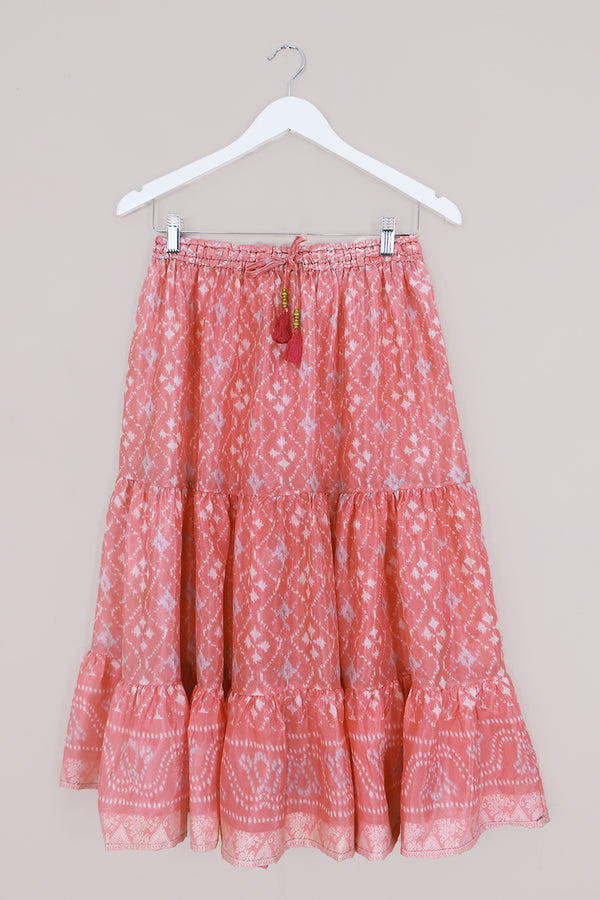 Rosie Midi Skirt - Pink Sky at Night - Vintage Indian Sari - Free Size by All About Audrey