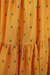 Rosie Midi Skirt - Solar Yellow & Emerald Green - Vintage Indian Sari - Free Size by All About Audrey