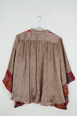 Ophelia Blouse - Ruby Red & Sandstone - Vintage Sari - Free Size by All About Audrey