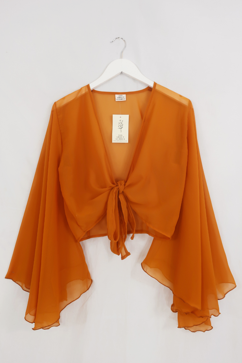 Virgo Sheer Wrap Top in Sea Glass Amber by All About Audrey