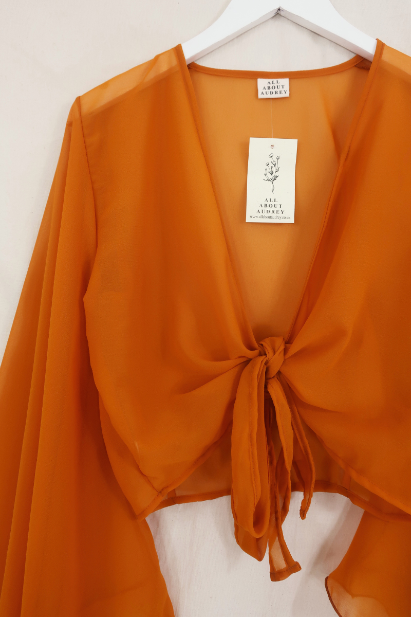 Virgo Sheer Wrap Top in Sea Glass Amber by All About Audrey