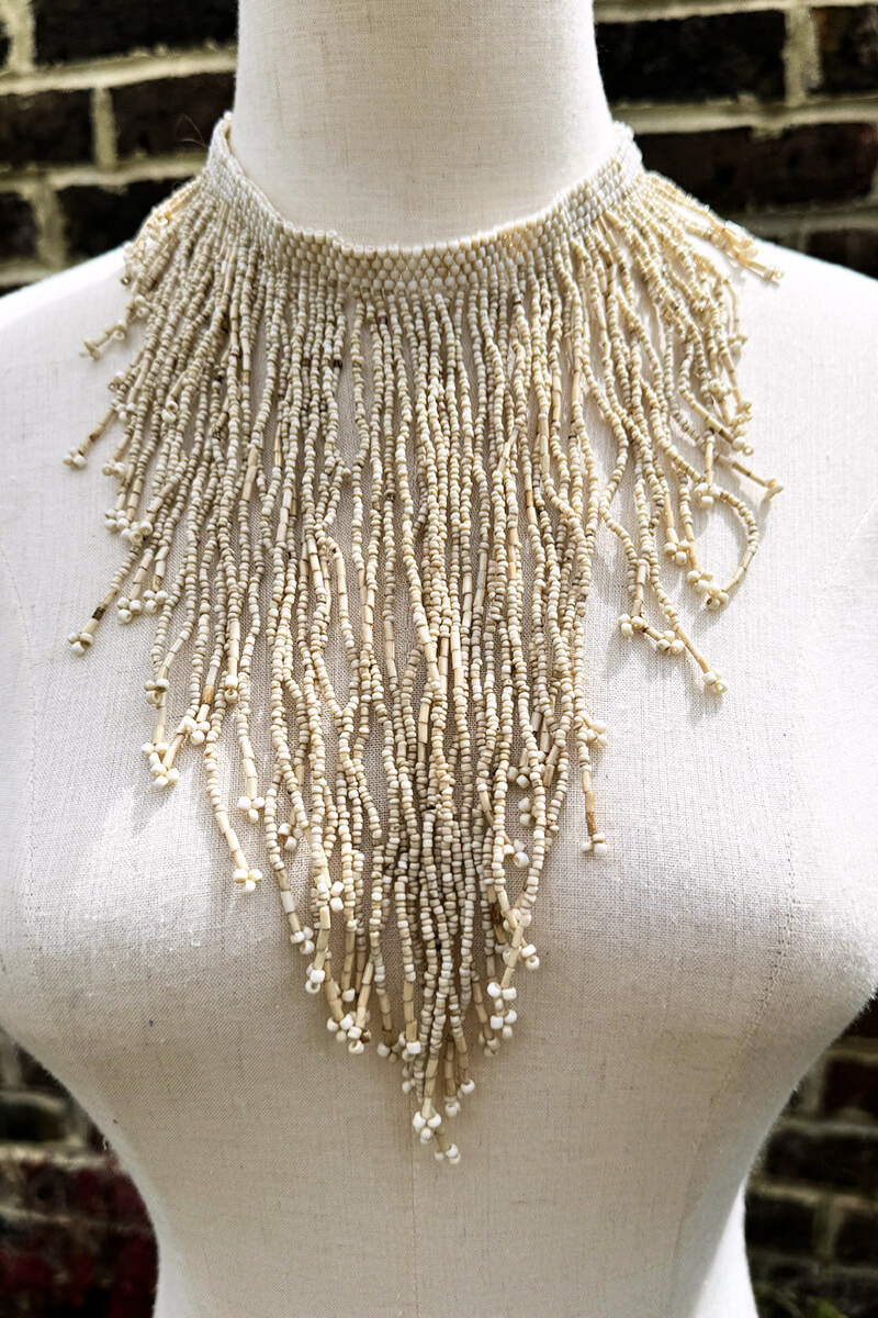 Seashell Cream Waterfall Beaded Necklace by All About Audrey