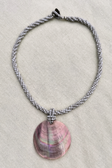 Pink Pearl Moon Beaded Braid Necklace by All About Audrey