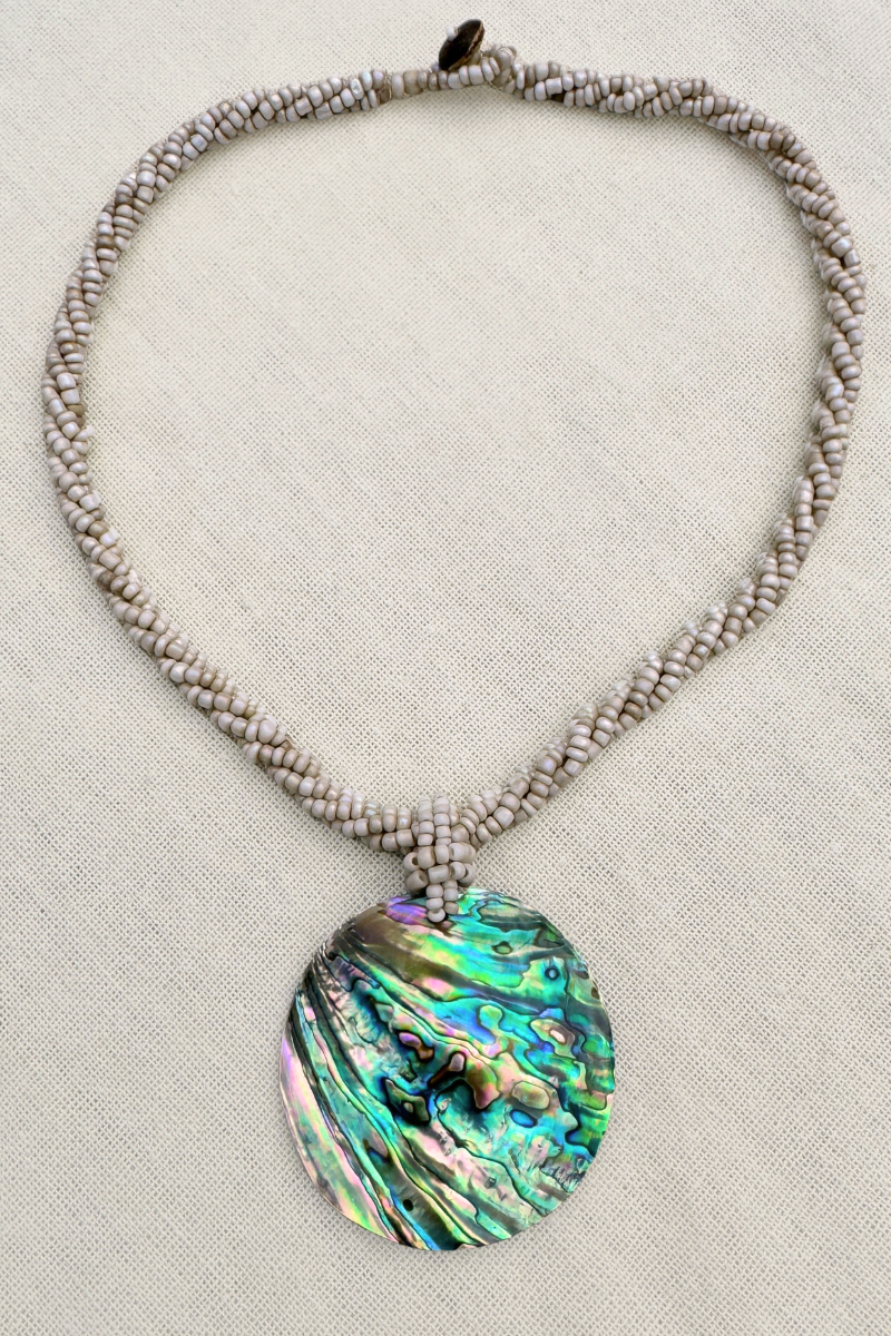 Large Abalone Shell Beaded Braid Necklace by All About Audrey