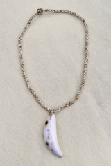 Spotted Cowrie Shell Beaded Braid Necklace by All About Audrey