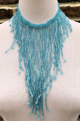 Crystal Blue Waterfall Beaded Necklace by All About Audrey