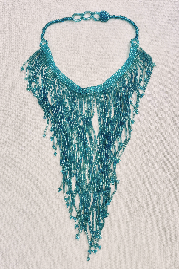 Crystal Blue Waterfall Beaded Necklace by All About Audrey