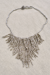 Marble Cream Fringe Beaded Necklace by All About Audrey