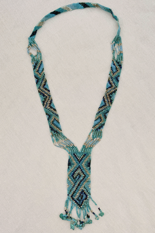 Turquoise Chevron Woven Bead Necklace by All About Audrey