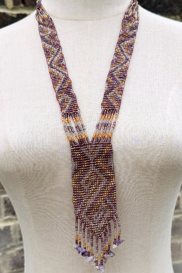 Amethyst Chevron Woven Bead Necklace by All About Audrey