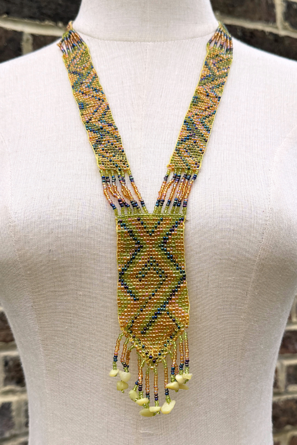 Citrine Chevron Woven Bead Necklace by All About Audrey