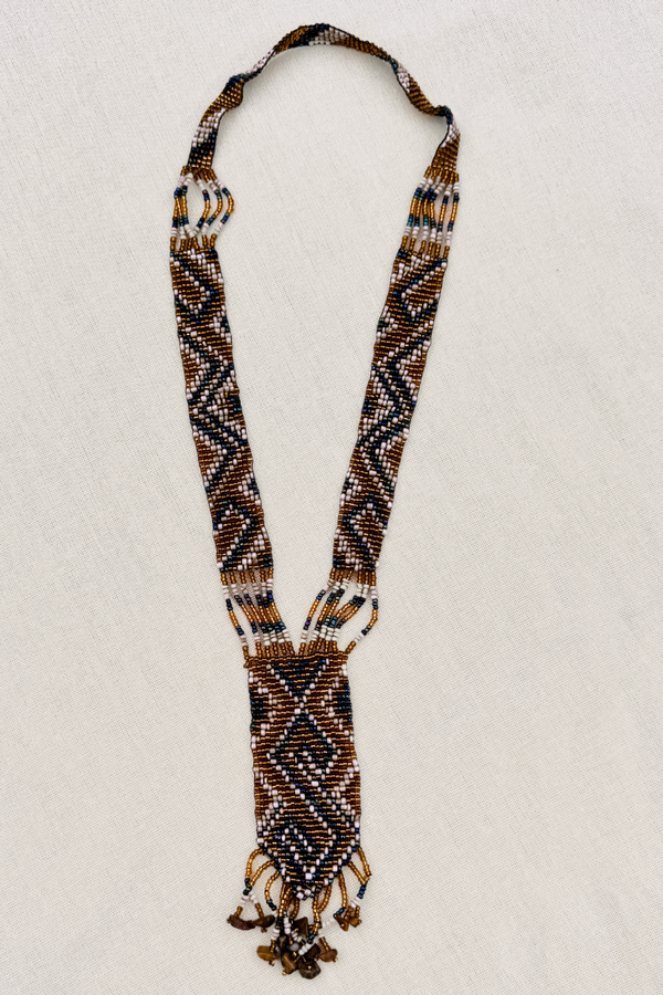 Tigers Eye Chevron Woven Bead Necklace by All About Audrey