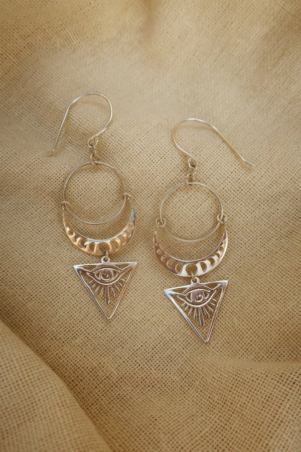 Silver Eye of Providence Earrings by All About Audrey