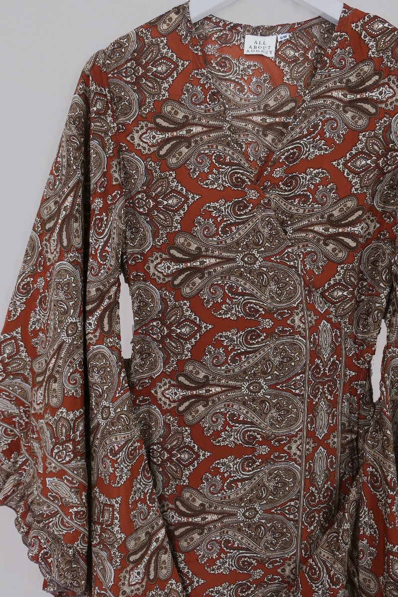 Venus Maxi Wrap Dress in Sinatra Copper Mandala Paisley