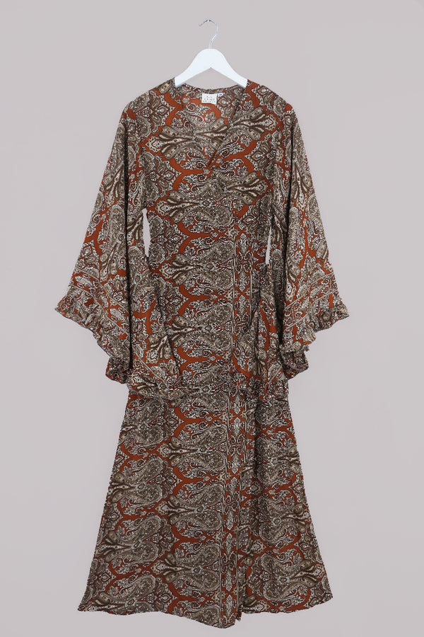 Venus Maxi Wrap Dress in Sinatra Copper Mandala Paisley