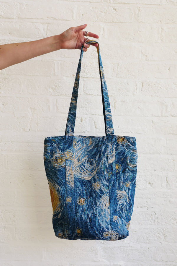 Starry Night Blue Tapestry Tote Bag