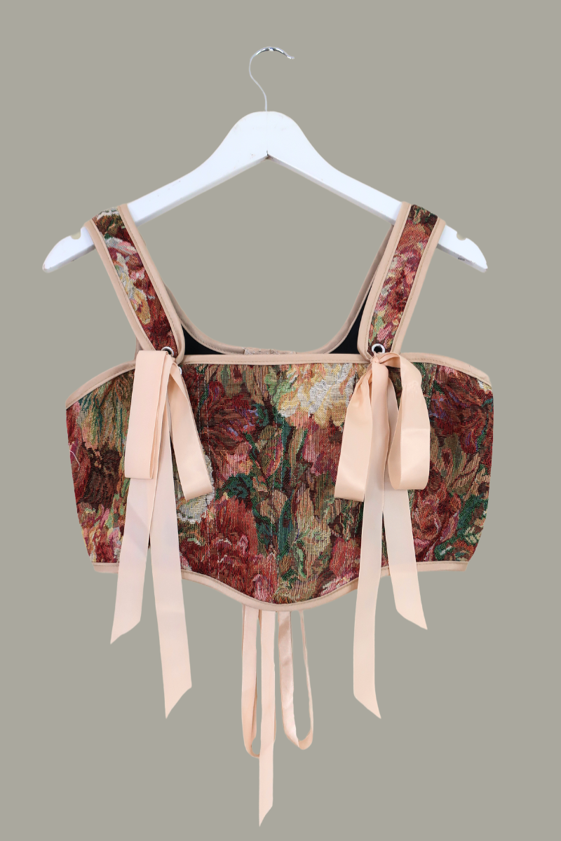 Antoinette Tapestry Corset in Painted Peonies by All About Audrey