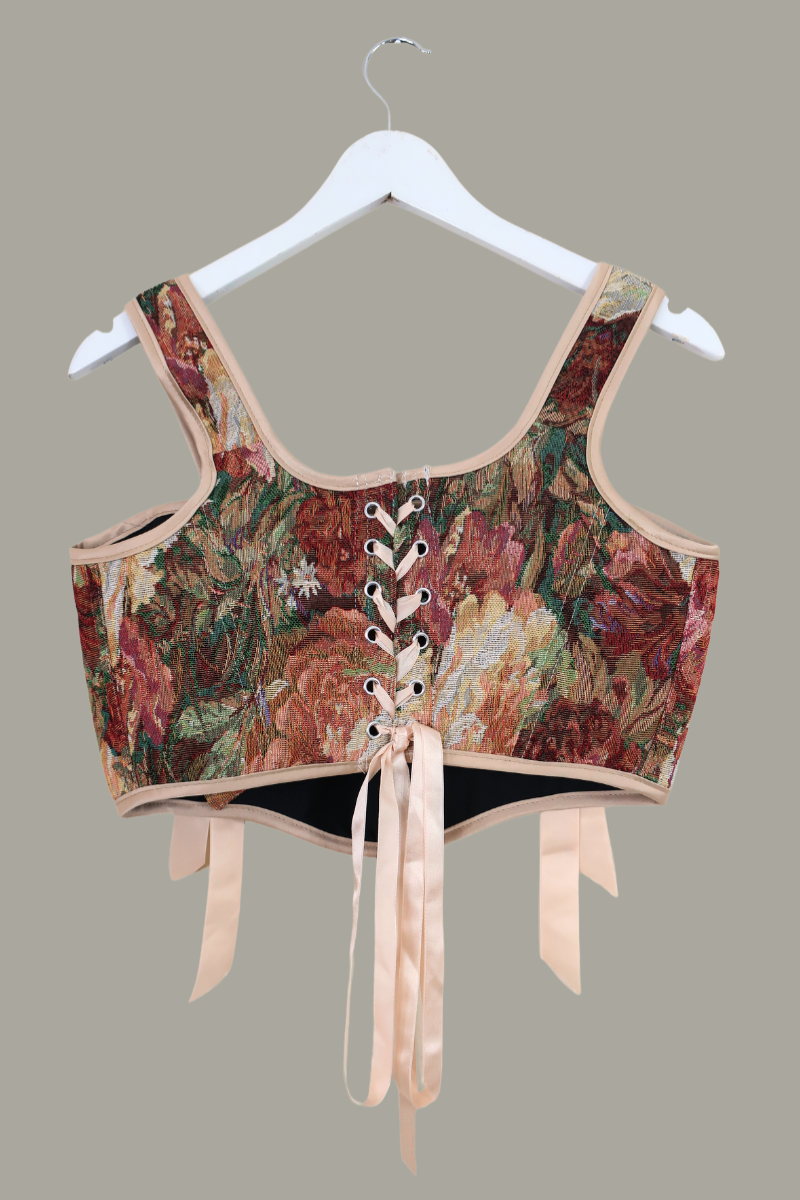 Antoinette Tapestry Corset in Painted Peonies by All About Audrey