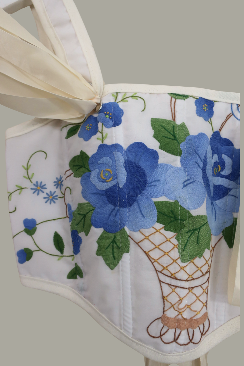 Antoinette Embroidered Corset in Sicilian Ceramic Floral by All About Audrey