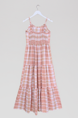Alice Maxi Dress in Laceleaf White Tartan by All About Audrey