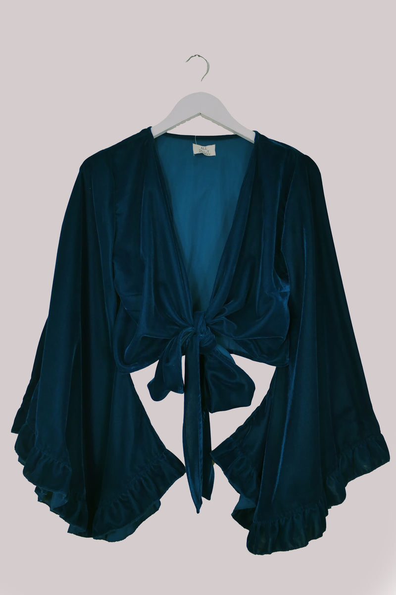 Khroma Venus Wrap Top in Blue Topaz Velvet