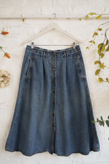 Vintage Denim Skirt - True Blue Midi - Size W34