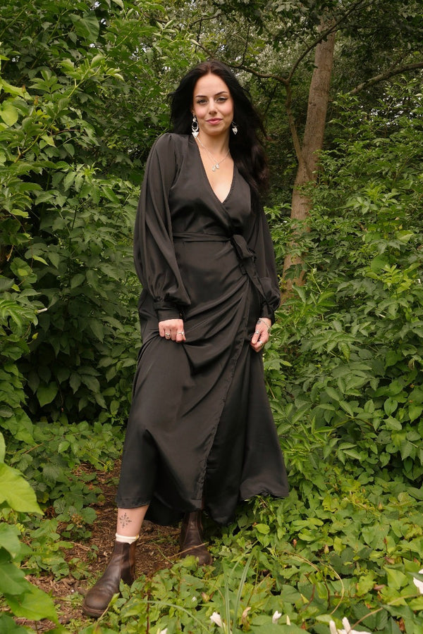 Khroma Lola Wrap Dress in Vampy Black by All About Audrey