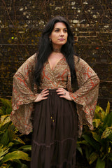 Venus Wrap Top in Sinatra Copper Mandala Paisley