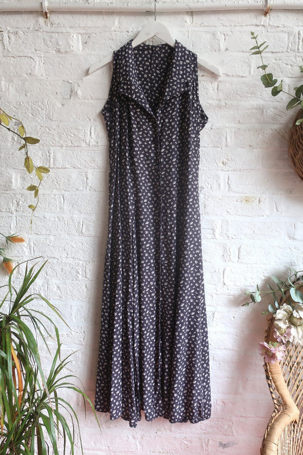 Vintage Maxi Dress - Navy Blue Floral - Size XS by All About Audrey