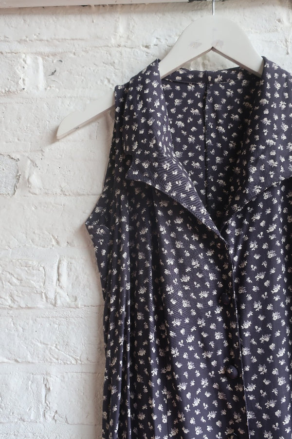Vintage Maxi Dress - Navy Blue Floral - Size XS by All About Audrey