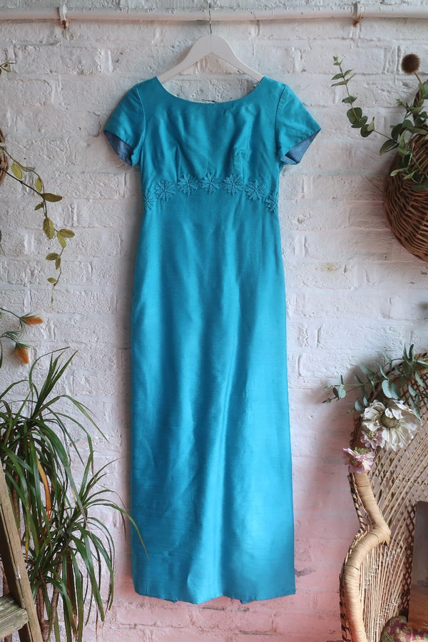 Vintage Dress - Turquoise Blue Empire Line - Size XS by All About Audrey