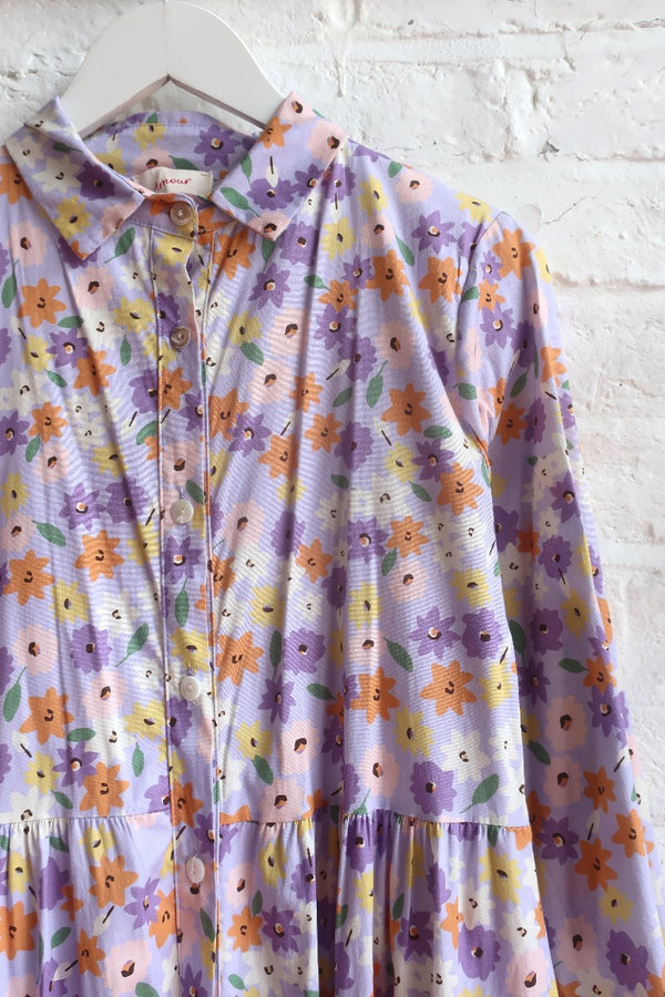 Vintage Dress - Lilac Daisy Bloom Smock - Size S by All About Audrey