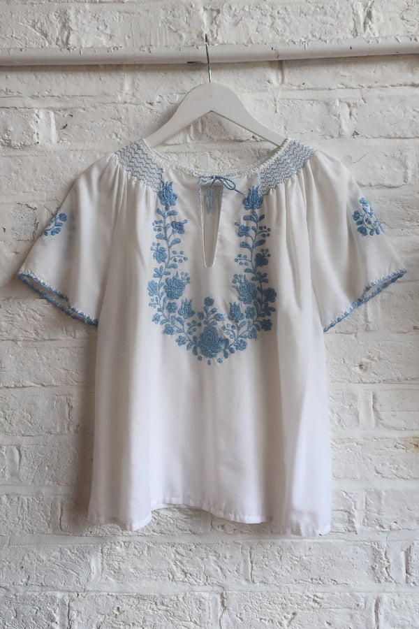 SALE | Vintage Blouse - Embroidered Folk Floral - Size M/L by All About Audrey