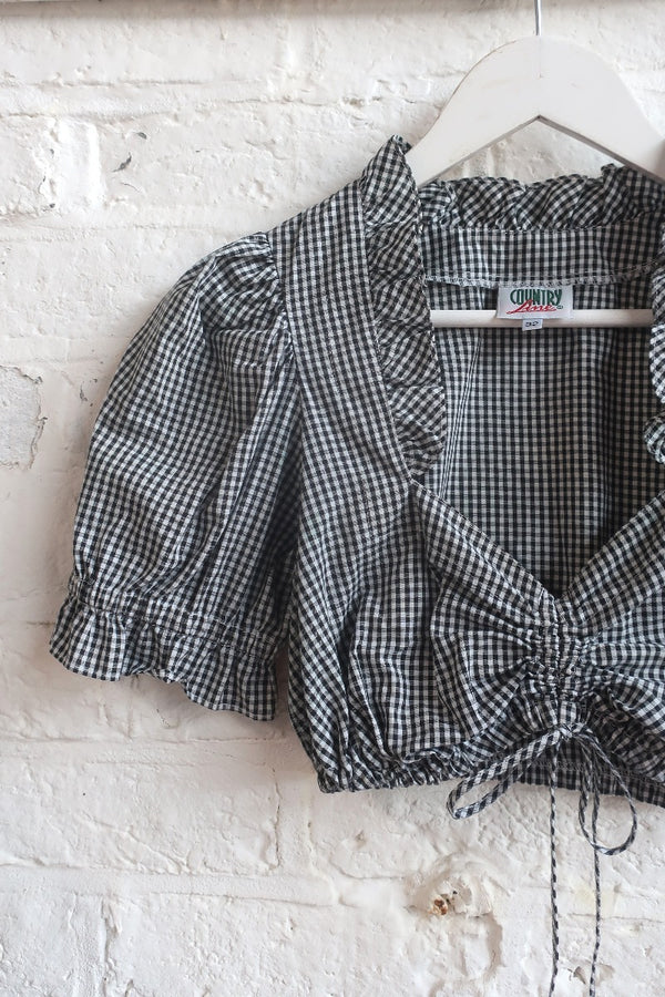 Vintage Blouse - Black & White Gingham Dirndl - Size XS by All About Audrey