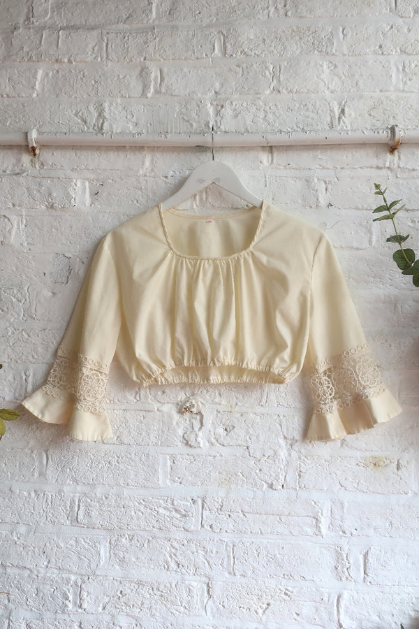 Vintage Blouse - Buttercup Yellow Dainty Dirndl - Size M/L by All About Audrey