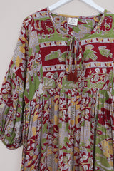 Daisy Maxi Smock Dress - Red & Green Apples - Vintage Cotton - Size M/L by All About Audrey