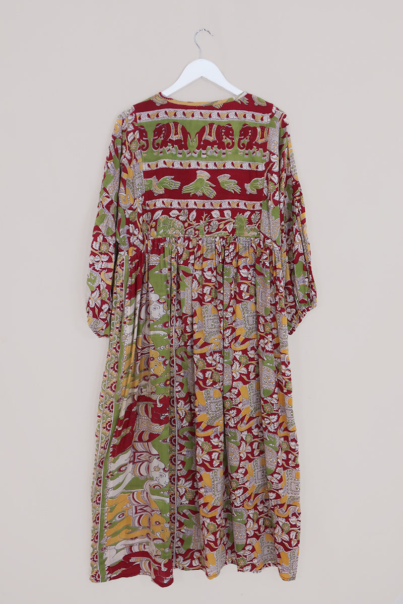 Daisy Maxi Smock Dress - Red & Green Apples - Vintage Cotton - Size M/L by All About Audrey