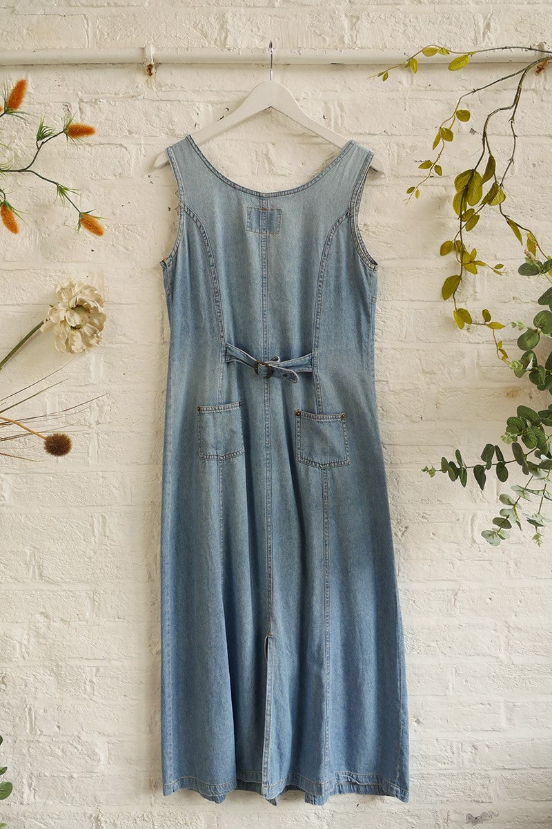 Vintage Fitted Denim Midi Dress - Size S