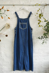 Vintage True Blue Denim Dungaree Dress - Size M/L