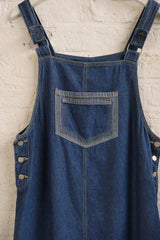 Vintage True Blue Denim Dungaree Dress - Size M/L