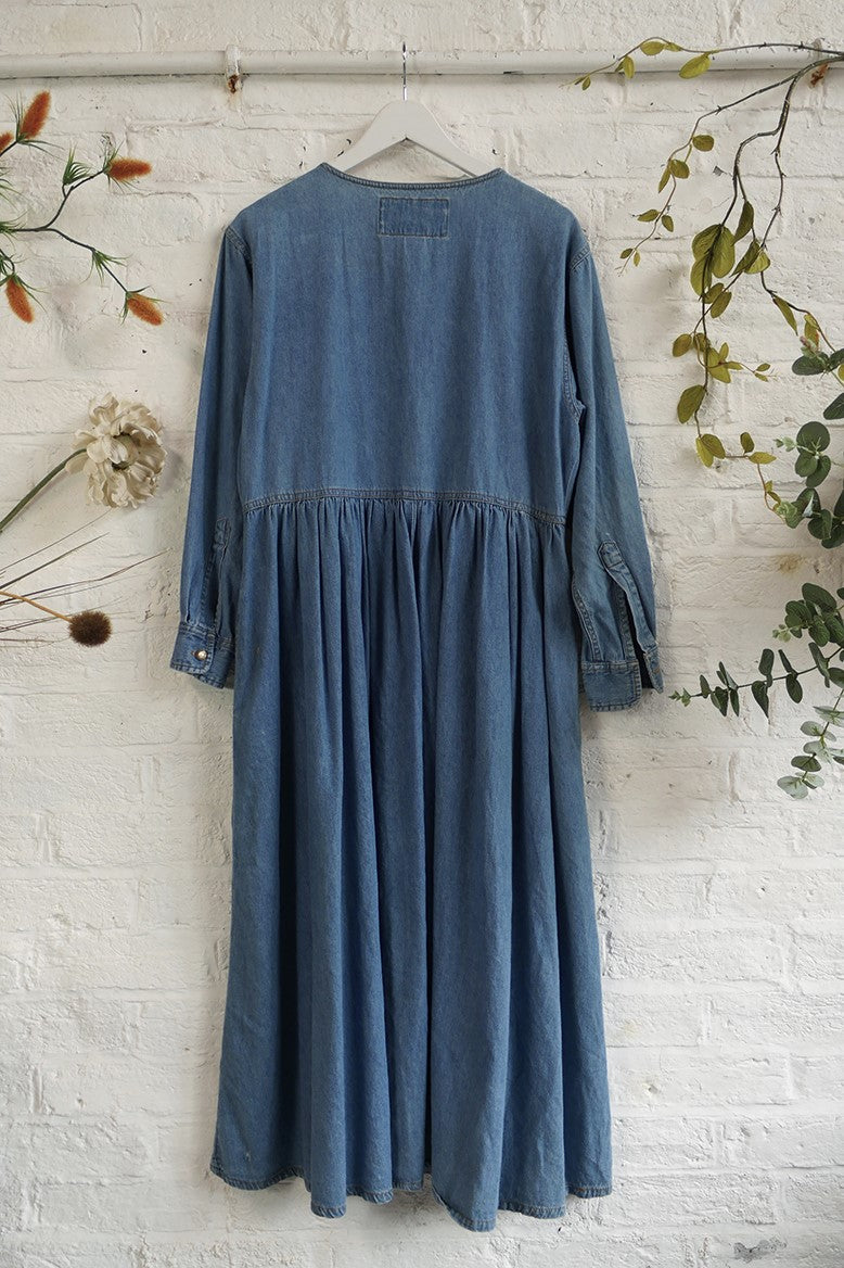 Vintage Denim Button Up Smock Dress  - Size M/L