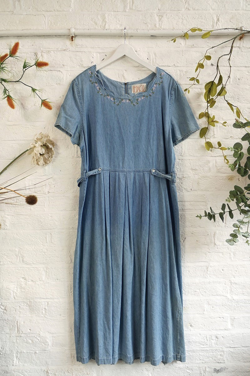 Vintage Scallop Hem Denim Dress - Size XL