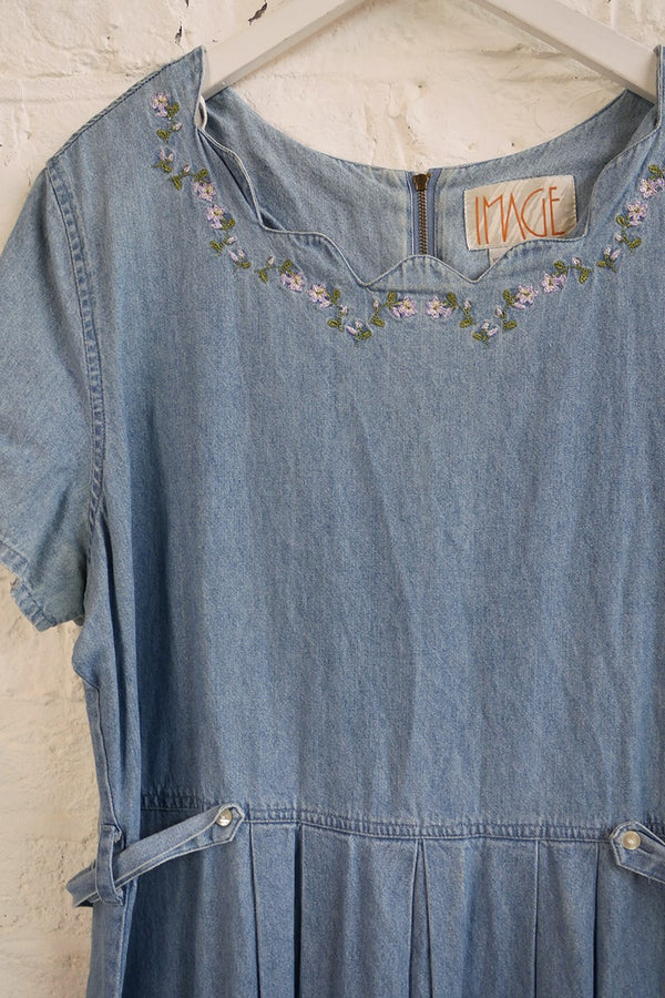 Vintage Scallop Hem Denim Dress - Size XL