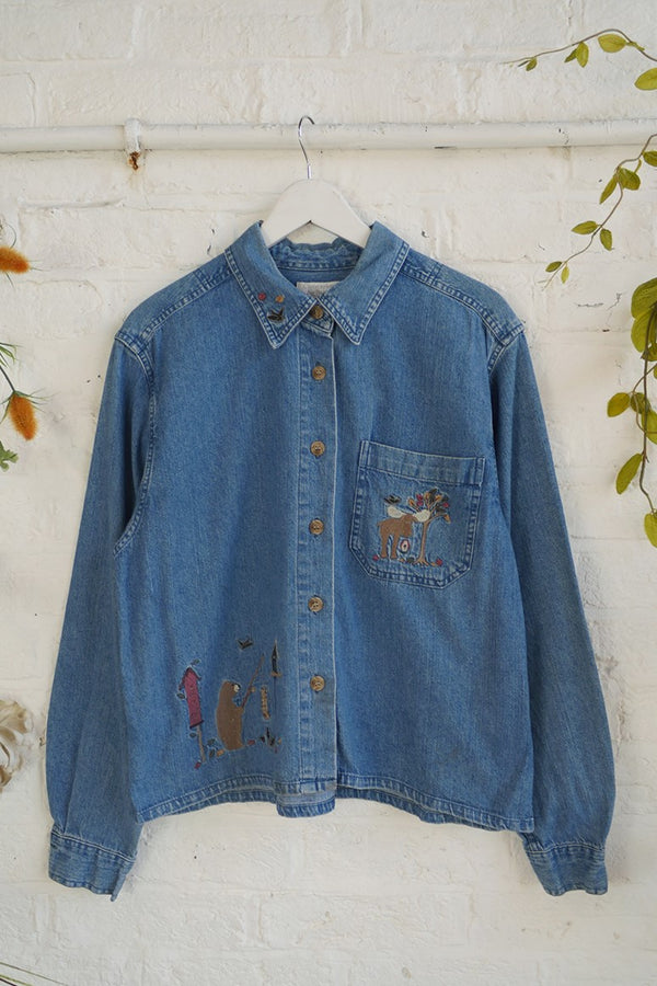 Vintage Denim Shirt - Bear & The Birds - Free Size M