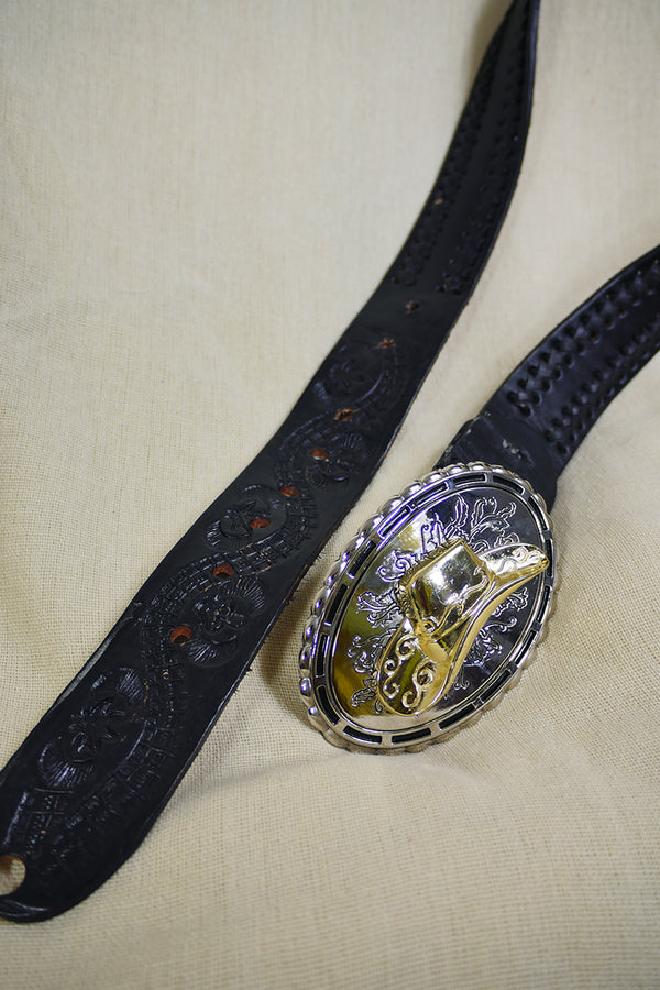 Vintage Belt - Iconic Cowboy Embossed Buckle - Free Size by All About Audrey