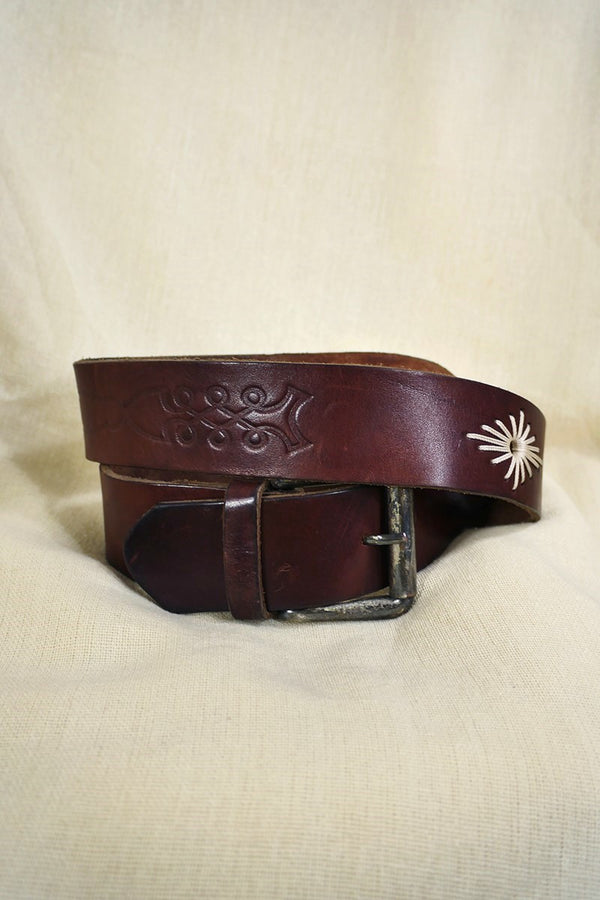 Vintage Belt - Mahogany leather Embossed Knots - XS to M by All About Audrey