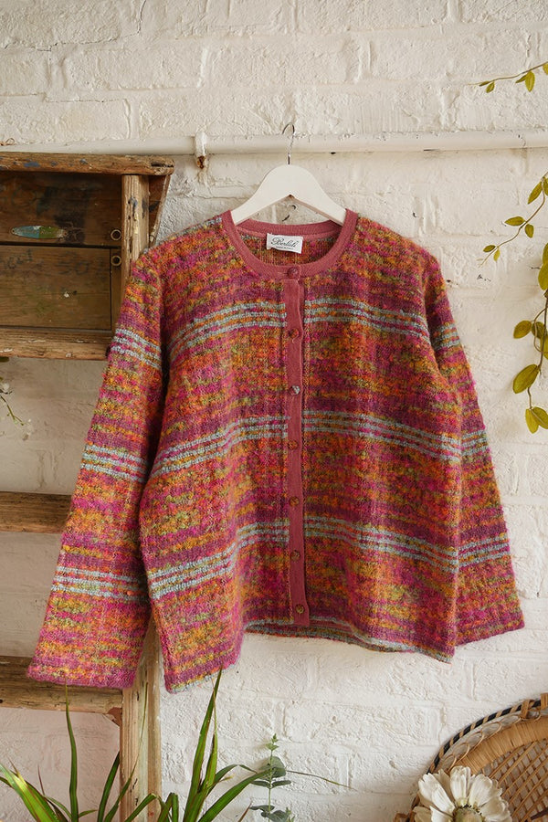 Vintage Knit Cardigan - Technicolour Textured Knit - Size L by All About Audrey