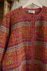 Vintage Knit Cardigan - Technicolour Textured Knit - Size L by All About Audrey